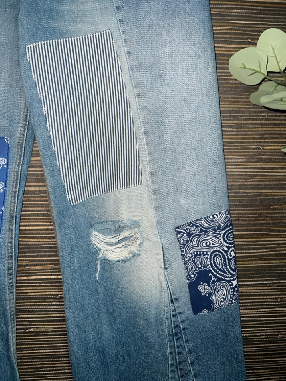 Free People Heart Of Gold Wide Leg Patch Jeans 29 - Picture 6 of 17